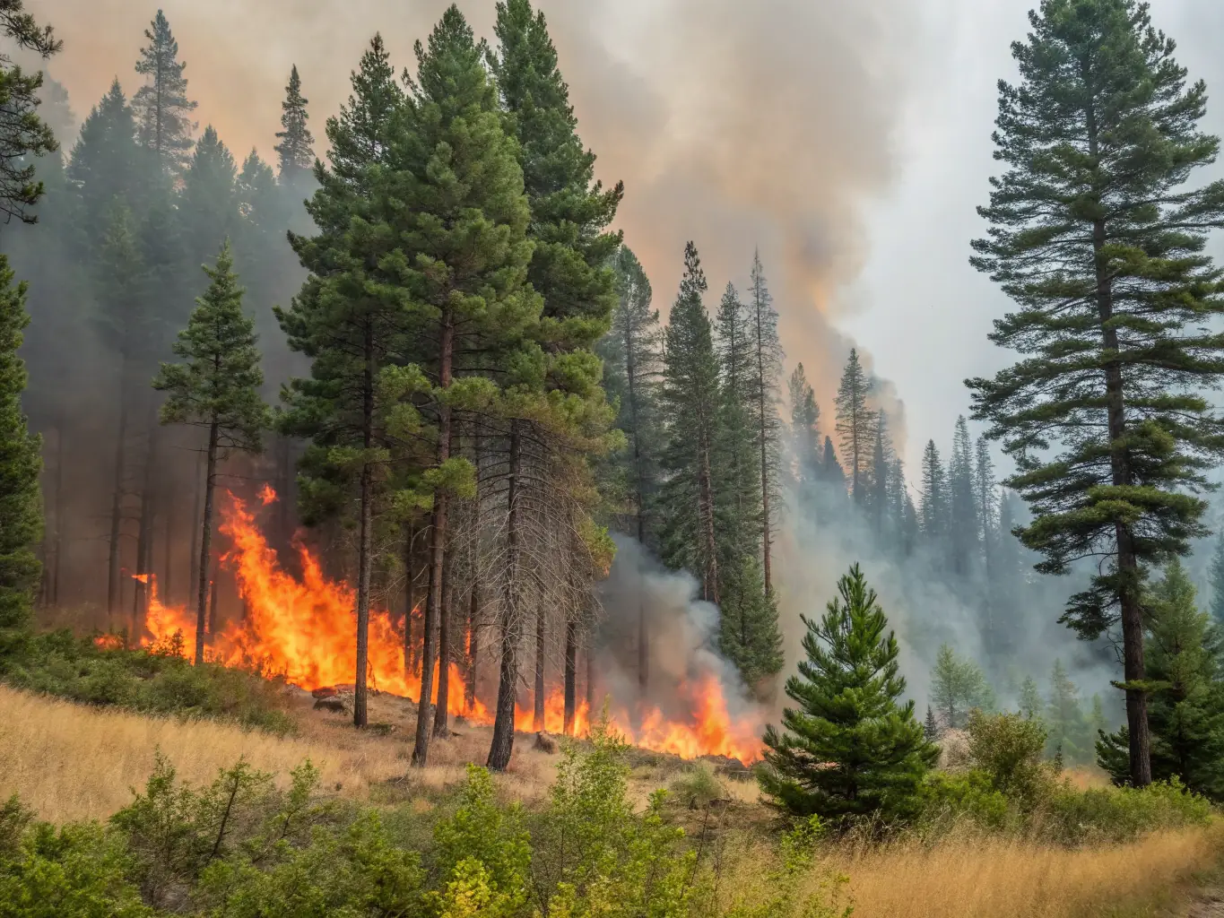 A group of association members participating in a controlled burn to manage undergrowth and improve habitat for local wildlife, showcasing active involvement in habitat management.