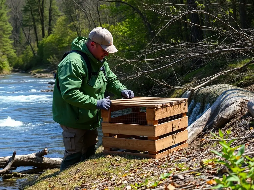 A wildlife biologist monitoring a deer population using camera traps, representing the association's commitment to scientific wildlife management.